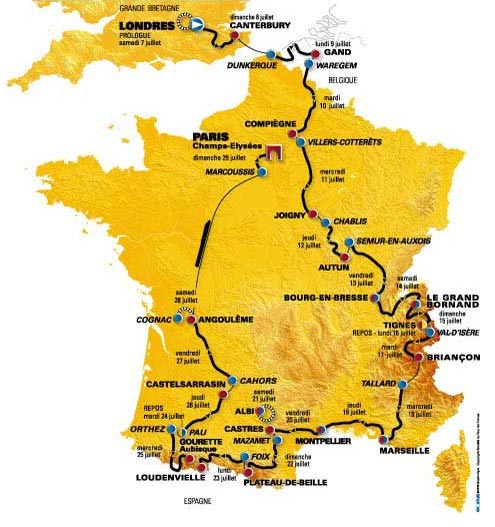 La carte du Tour 2007